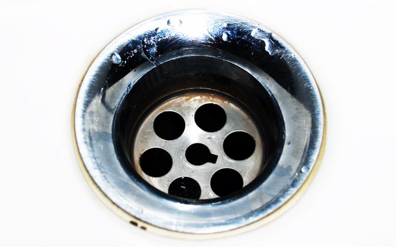 Close-up of a sink drain